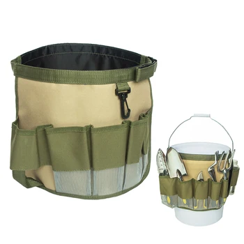 

moonvvin Multifunctional Tool Tote Organizer Oxford Cloth Garden Tool Bag Foldable Waterproof Tool Bucket Bag for Outdoor Work