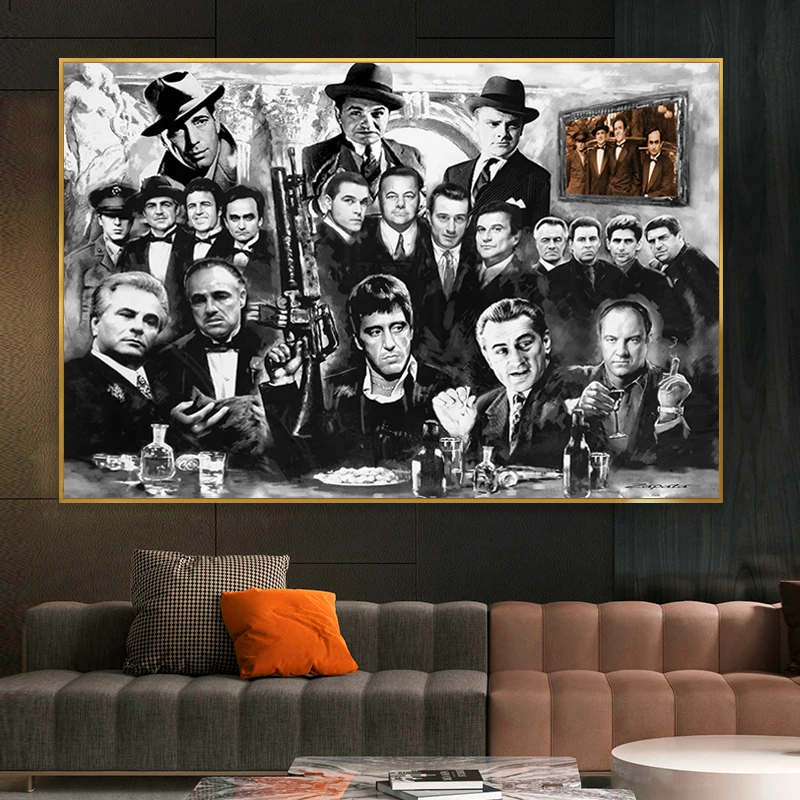 Tony Montana Scar faces Godfather Oil Painting on Canvas Posters and Prints Scandinavian Wall Art Picture for living room | Дом и сад