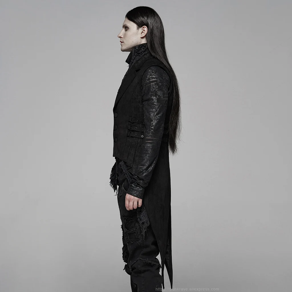 Панк рейв мужской Готический элегантный цветочный замша ласточкин хвостый