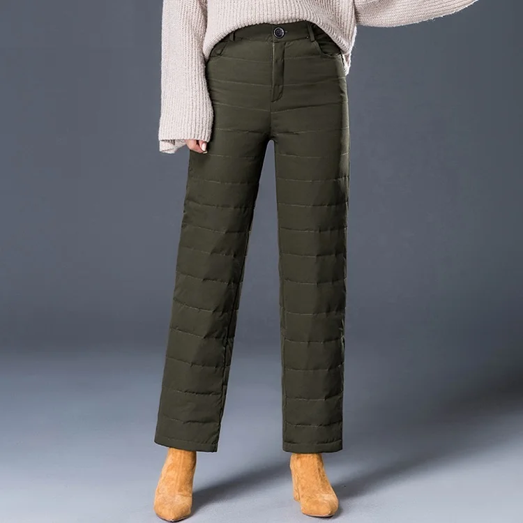 

Double Face 90% Duck Wide Leg Pants Women High Waist Warm Fashion Sexy Winter Ankle-Length Down Trousers PT-359