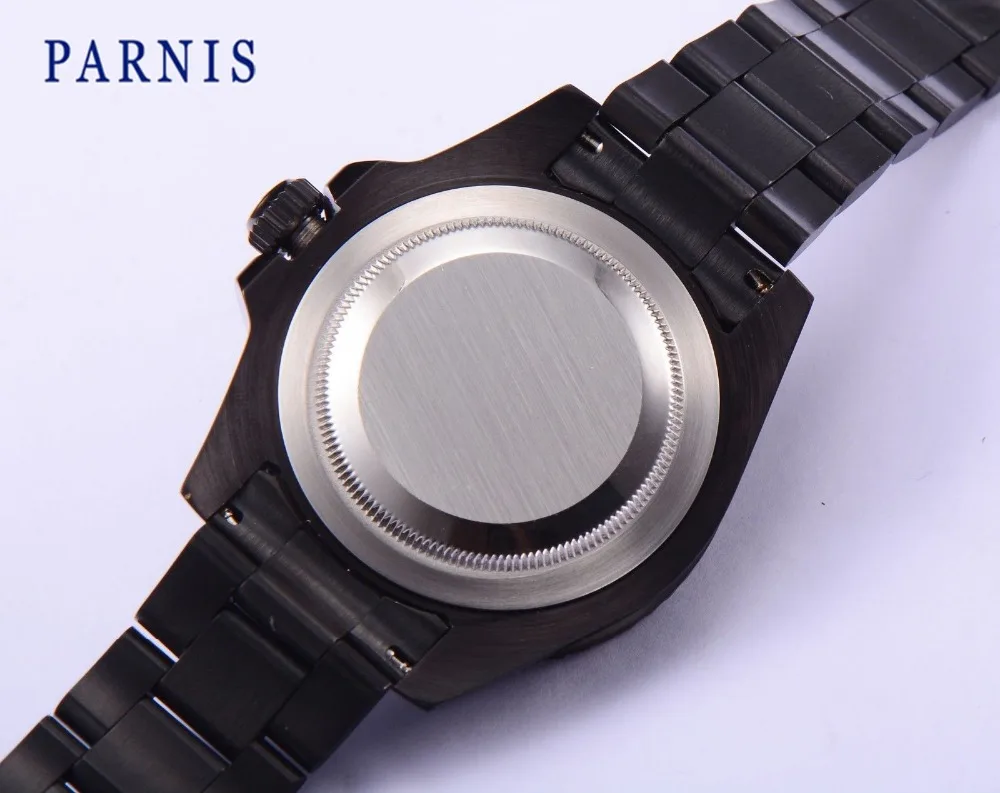 Модные мужские механические Автоматические часы Parnis 40 мм с сапфировым кристаллом, ремешок из нержавеющей стали, мужские часы с коробкой, подарок PA080