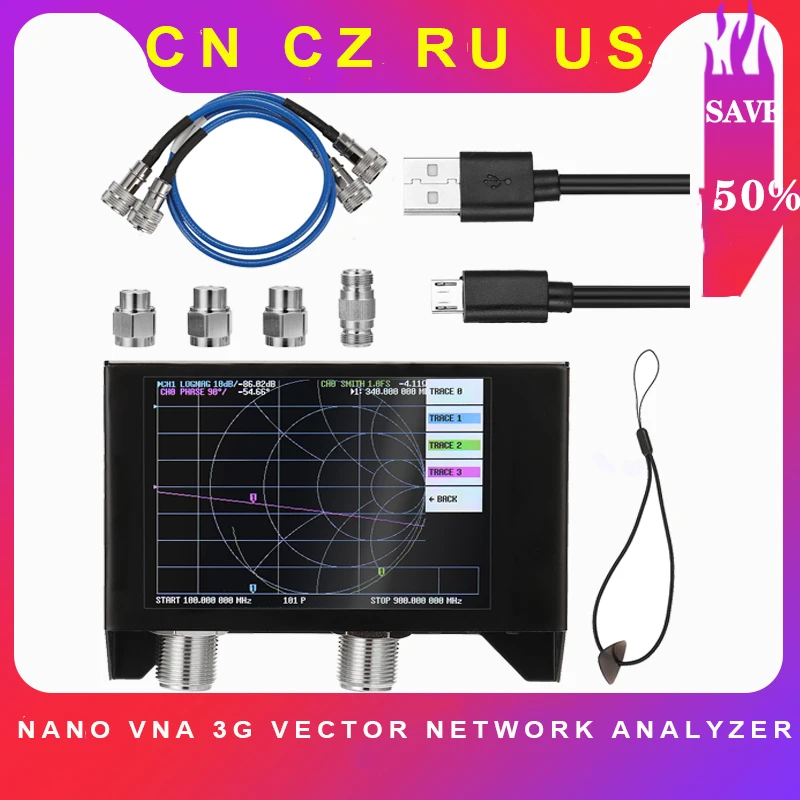 Nano VNA 3G векторный сетевой анализатор SAA 2N V2 антенный коротковолновый HF VHF UHF с