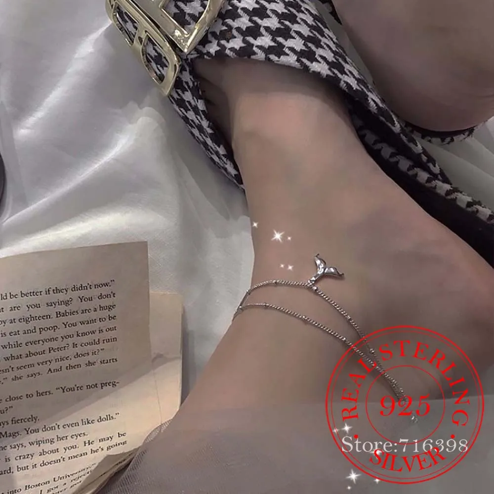 925 Sterling Silver Mermaid Charm Pendant Multi Layer Link Chain Anklet Party Jewelry Gift for Women 925 Sterling Silver Mermaid Charm Pendant Multi Layer Link Chain Anklet Party Jewelry Gift for Women