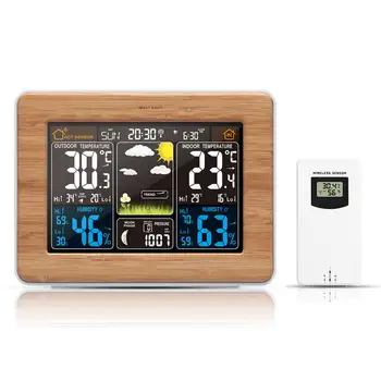 

Wireless Weather Station Alarm Clock Thermometer Calendar with Outdoor Sensor Home smart clock with weather forecast Household