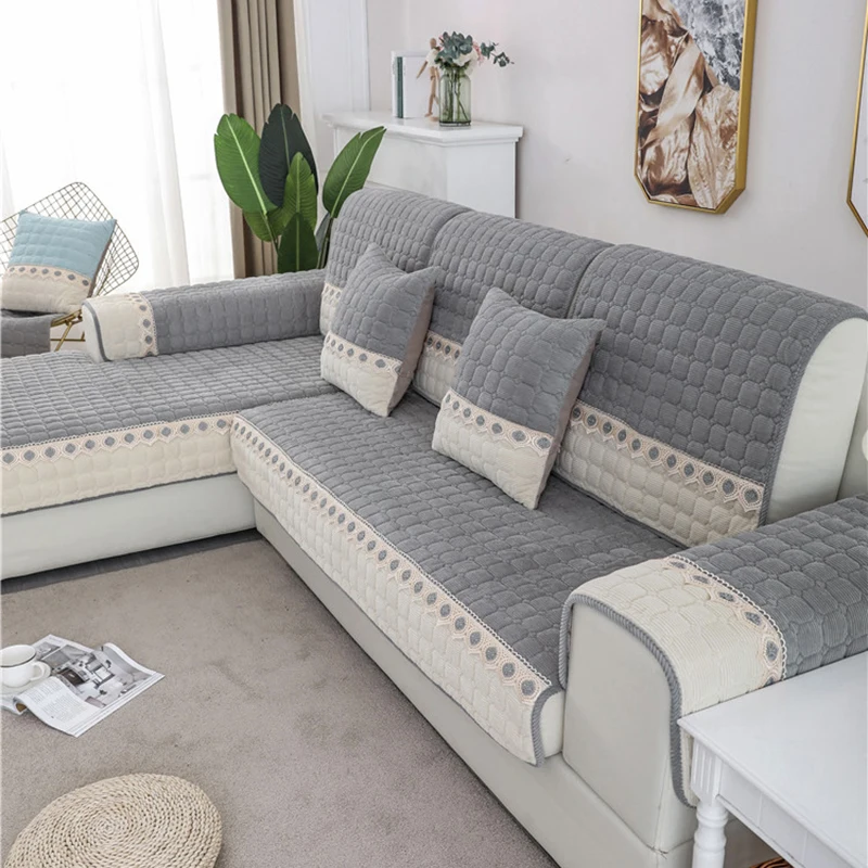 Modern Style Sofa Covers Cushion Velvet Thicken Multi-size Simple Design Cover for Living Room Solid Couch | Дом и сад