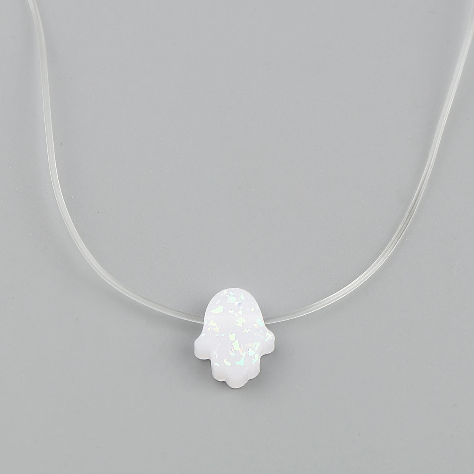 1pc Resin Religious Invisible Transparent Fishing Line Necklace Zircon Choker Necklace For Women Jewelry Fishing Line Necklace 