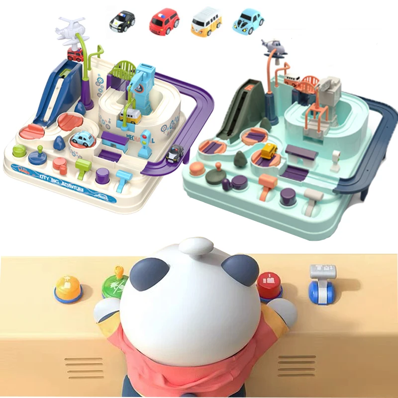4 автомобиля Железнодорожный автомобиль трек игрушки для детей Монтессори