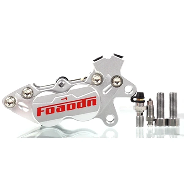 Мотоцикл F101 Foaodn 40 мм тормозные суппорты с 4 поршнем для Kawasaki Suzuki Yamaha Honda изменить Hf6 Байк скутер - Цвет: Silver right