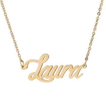 

Custom Stainless Steel Fancy Lette Style Gold Name Necklace Customized Nameplate Necklaces Personalized Gifts Jewelry