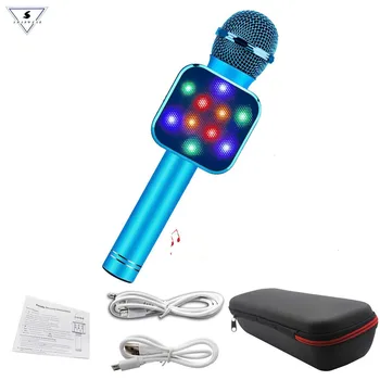 

WS-1818 Wireless Bluetooth Handheld Microphone Speaker With Box Led Microphones For Online Classroom Teacher VIPkids Children