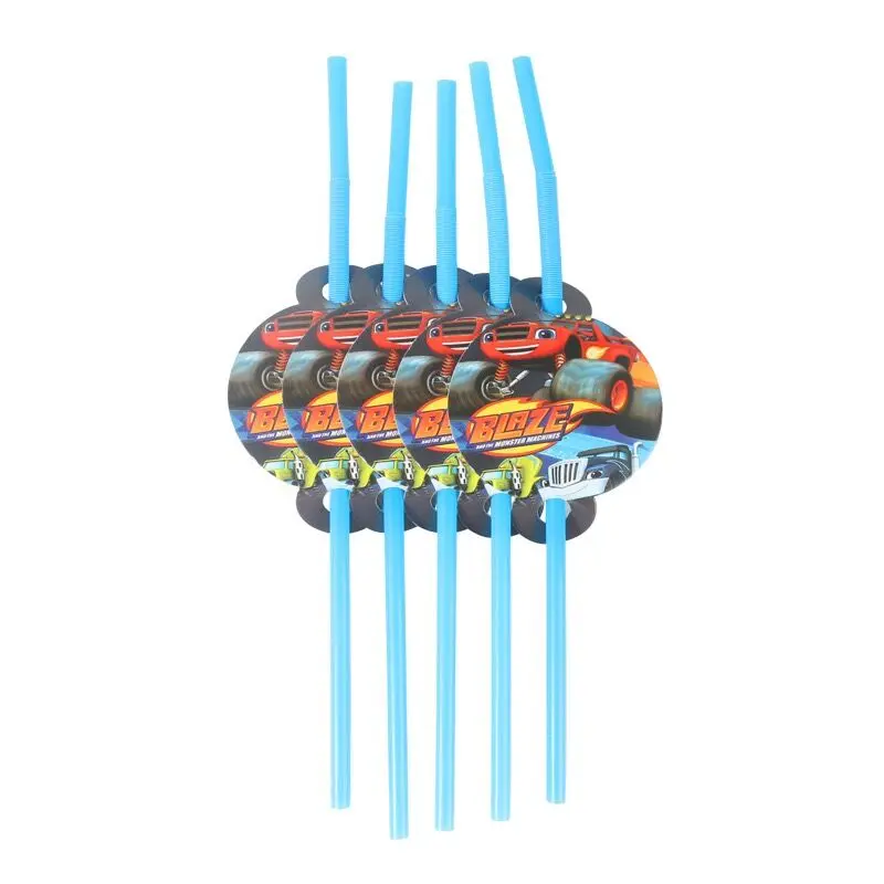 

10pcs/lot Cars Cartoon blaze themed Straws For Kids disposable tablewares for many kinds of partys or children's day