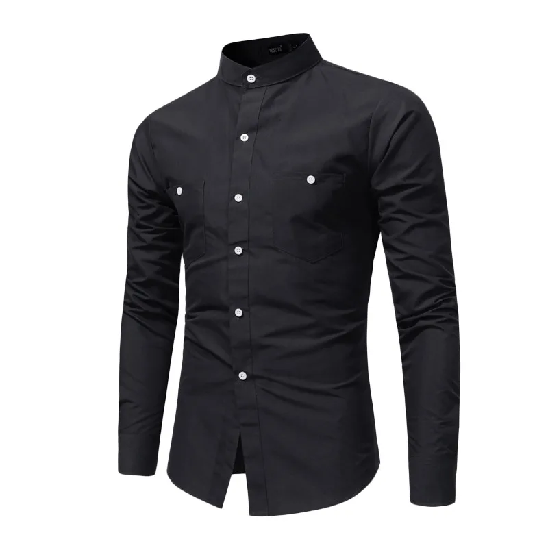 Vogue S~ 2XL, мужские рубашки, хлопковые мягкие рубашки с длинным рукавом, осень-лето, повседневный Топ, блузка, рубашки, мужские деловые рубашки - Цвет: Black