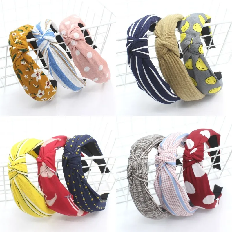 New Hair Accessories Fabric Cross-knotted Headband Sports Wash Face Small Fresh Floral Headband Headwear hot new green men s golf sports belt fashion designer automatic buckle golf accessories belts metal cross pattern leisure waist