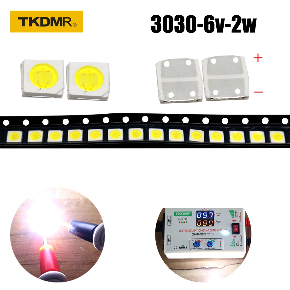 TKDMR 100/50pcs JF LED Backlight High Power 2W 3030 6V Current 250MA Color Temperature 10000-20000k For Lcd TV Application | Лампы и
