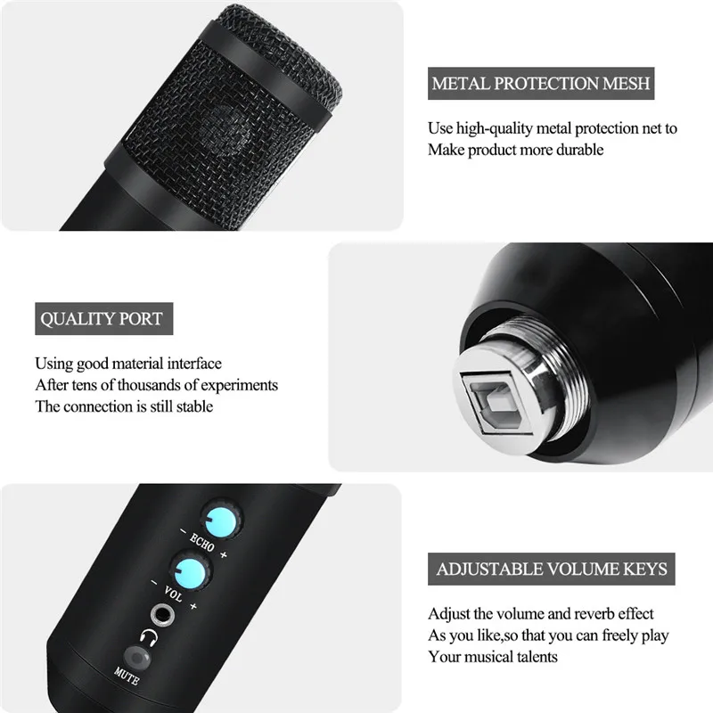 Usb Condenser Computer Microphone Plug&play Noise Canceling