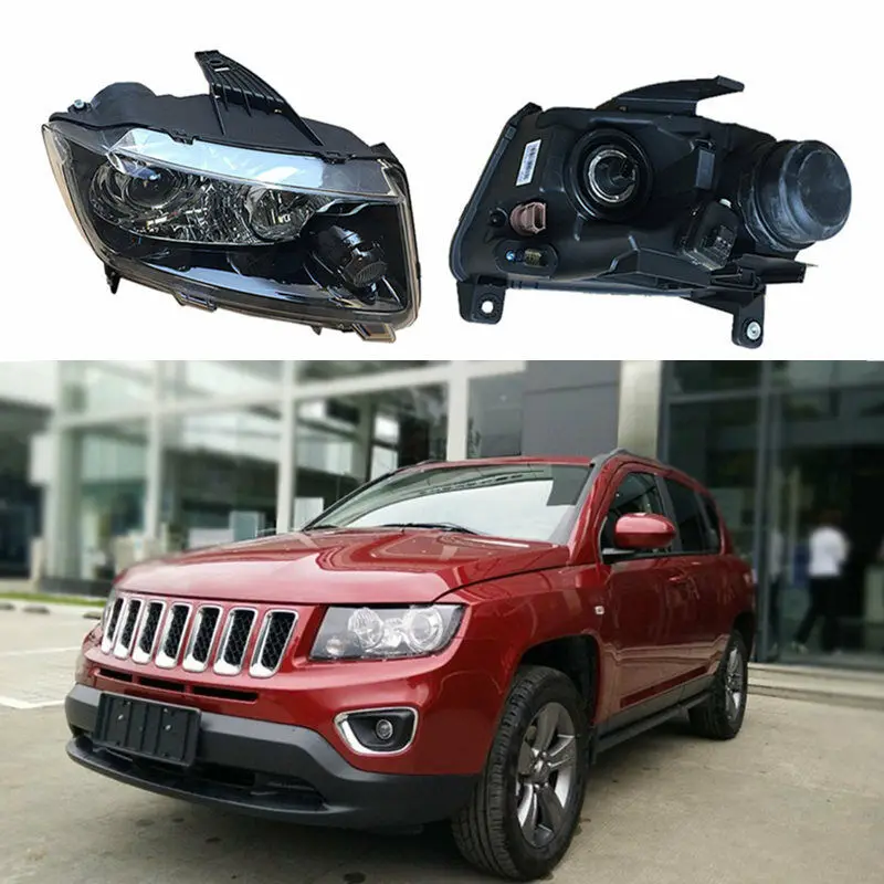 

Glass Lens Composite Headlight Assembly Set For Jeep Compass 2014 2015