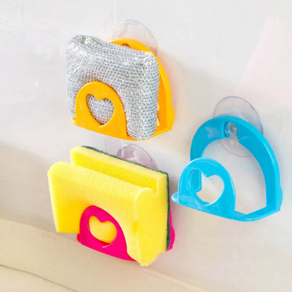 

Drain Sponge Rack Kitchen Sink Suction Cup Shelf Bathroom Towel Holder Washing Ball Scouring Pad Organizer Blue/yellow/ pink