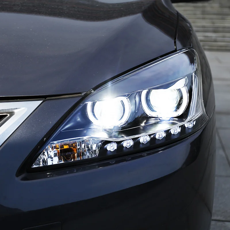 Для Nissan Sylphy фара в сборе модифицированный объектив Q5 12-15 Sylphy Xenon Светодиодный дневной ходовой Ангел глаз 2 шт