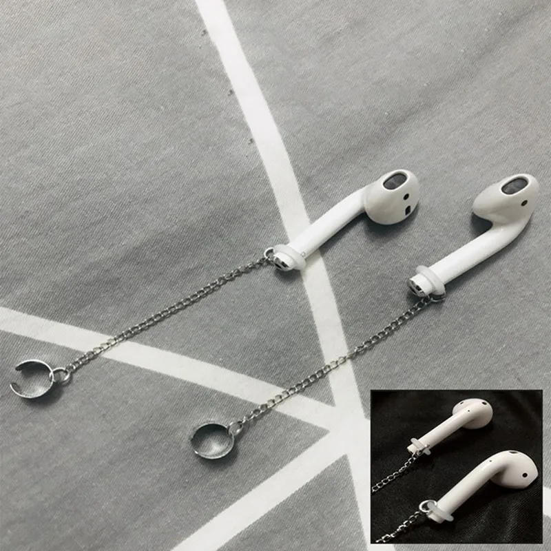Длинные серьги AirPods с кисточками, с защитой от потери, покрытые серебром и синими ушками, для наушников, для мужчин и женщин, ювелирные аксессуары, подарок