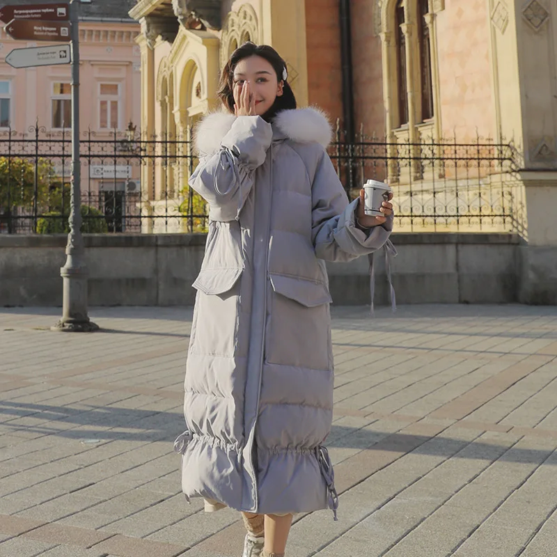 

2018 Winter New Style Long Fishtail Sweet Elegant Solid Color Casual Cotton-padded Clothes Fashion