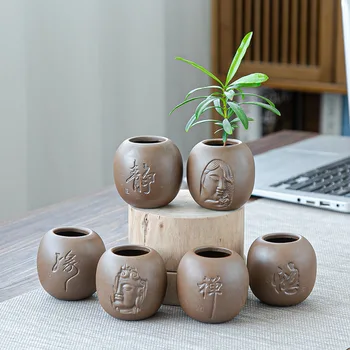

Ceramic Vase Decoration Retro Bisque-Fired Clay Vase Zen Home Desktop Decorations Decoration Small Number Flower Container