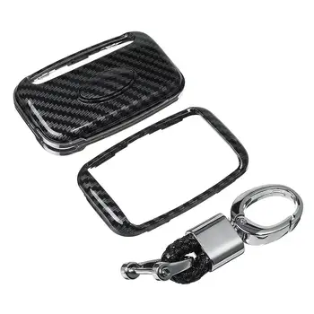 

Hot 1 pc Remote Car Key Fob Shell Chain Ring Case Cover Accessories Plastic Carbon Fiber Look For Jaguar for Land Rover