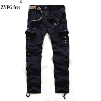 

Plus size 30#-40# men winter casaul cargo pants overalls mens solid outdoor loose design pants fashion full length trousers