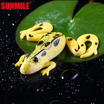 

SUNMILE 3pcs Sinking Skip Frog Fishing Lures 85mm/13g Soft Artificial Rubber Frog Baits Crank Bait Bass Soft Swimbait Lures
