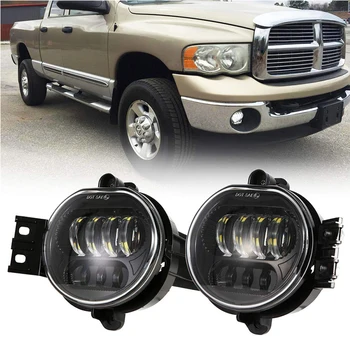

TRUCKMALL DOT Led Fog Lights Driver and Passenger Side Projector Lamps Bulb Accessories Kit Set for Dodge Ram 1500 2500 3500