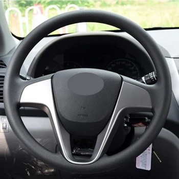 

DIY Black High Soft Leather DIY Car Steering Wheel Cover for Hyundai Verna 2010-2016 Solaris (RU) 2010-2016 i20 2009-2015 Accent