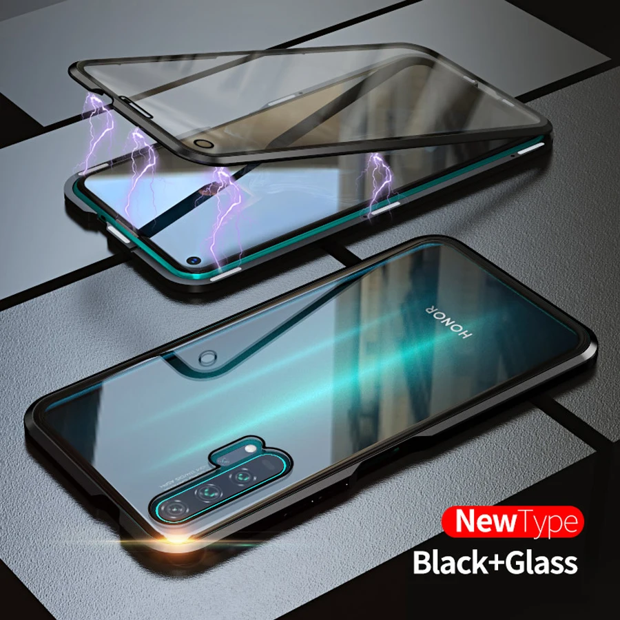 Black 360 магнитный металлический чехол для huawei P30 P20 Honor 20 10 Коврики 20 20X10 Pro Lite 9x 20i V20 Nova 5 5i 4e 3e P Smart плюс Z Y9 - Цвет: Black