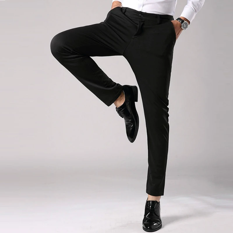 2019 New Men's Spring Autumn Fashion Business Casual Long Pants Suit Pants Male Elastic Straight Formal Trousers Plus Size 28-38 2019 New Men's Spring Autumn Fashion Business Casual Long Pants Suit Pants Male Elastic Straight Formal Trousers Plus Size 28-38