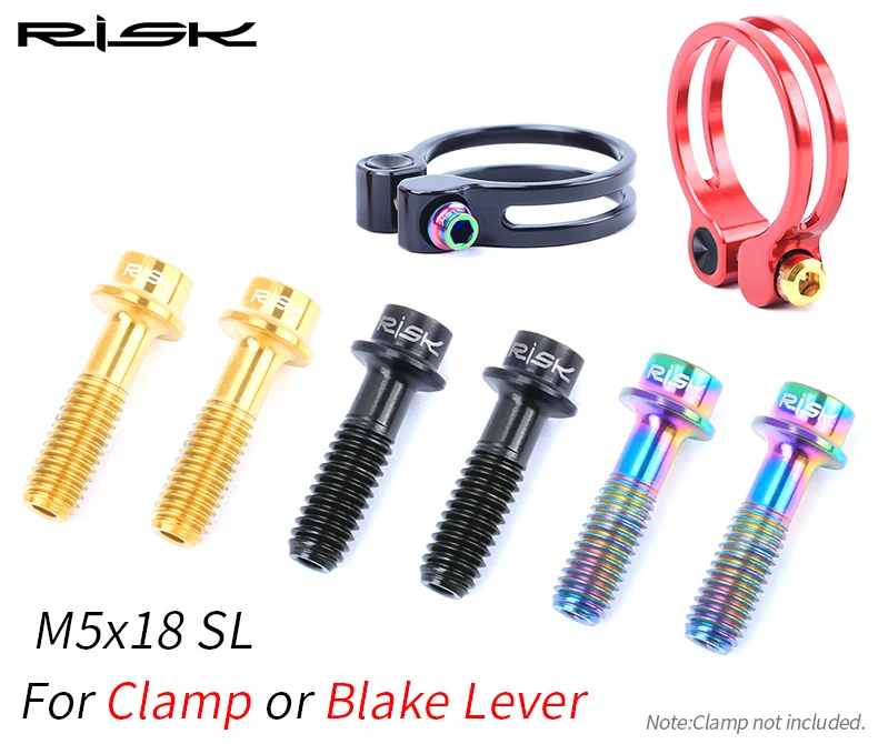 Risk M5x18Titanium Велосипедный тормозной рычаг Подседельный штырь зажим фиксированные болты для 2 типа MTB Mount Велоспорт полый Сверхлегкий крепежный винт