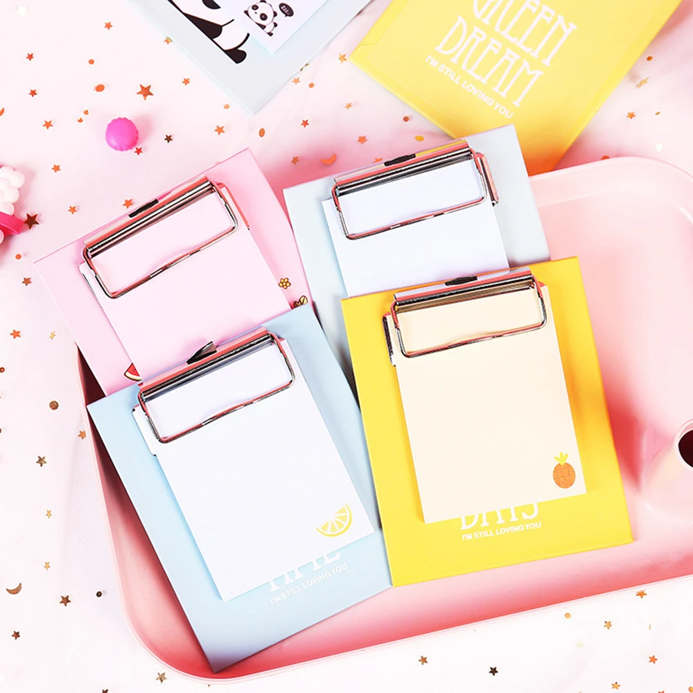 

1Pcs New Style Cute Memo Pad with Clip Board Animal Fruit Memo Pad Sticky Notes Kawaii Office School Stationery
