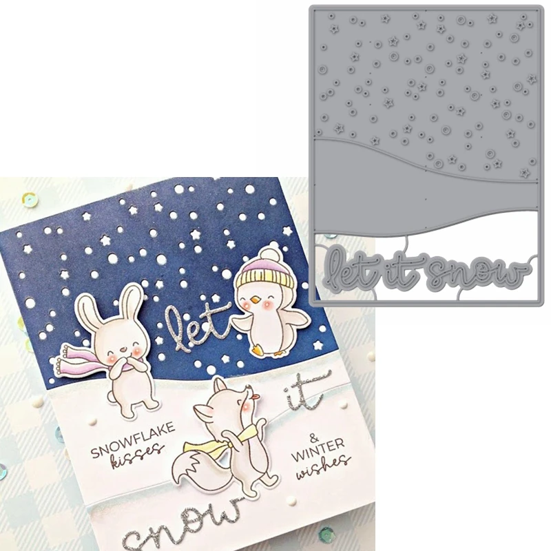 Let Is Snow Snowy шаблон для резки металла трафареты Let Is Snowy шаблон высечки для изготовления открыток DIY Новые ремесла карты