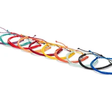 Сплошной цвет смешанный цвет Вощеная полоска браслет дружбы ручной работы ювелирные изделия из веревки регулируемые женские браслеты богемные