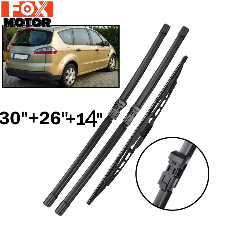 Xukey 3" 26" 1" спереди и сзади лопасти стеклоочистителя головного стекла комплект для Ford S-max 2006 2007 2008 предрестайлинг 3 шт./компл. Стеклоочистители