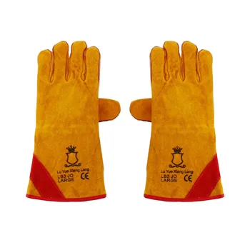 

uxcell 1 Pair Cowhide Leather Work Gloves 355x145mm Yellow for Welding Protection Wood Working Engineering Construction