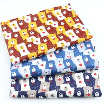 

Cute bear Printed Cotton Fabric for Dress Sewing Baby Crib Kids Bedding Set Bed Sheet DIY Clothes Needlework Fabric yellow blue
