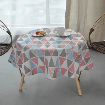 tablecloths Nordic Polyester Cotton Round Table Cloth Color Yellow Rice Word Gray Arrow Cotton and Linen Printing Tablecloth Custom - Color: tablecloths