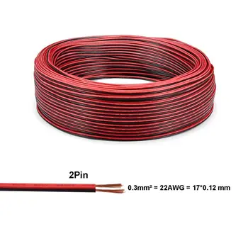 

20m Copper Wire Insulated LED Strip Cable 2 Pin AWG 22 PVC Extension Electric Wire For Speakers Audio 5050 2835 Strip Light