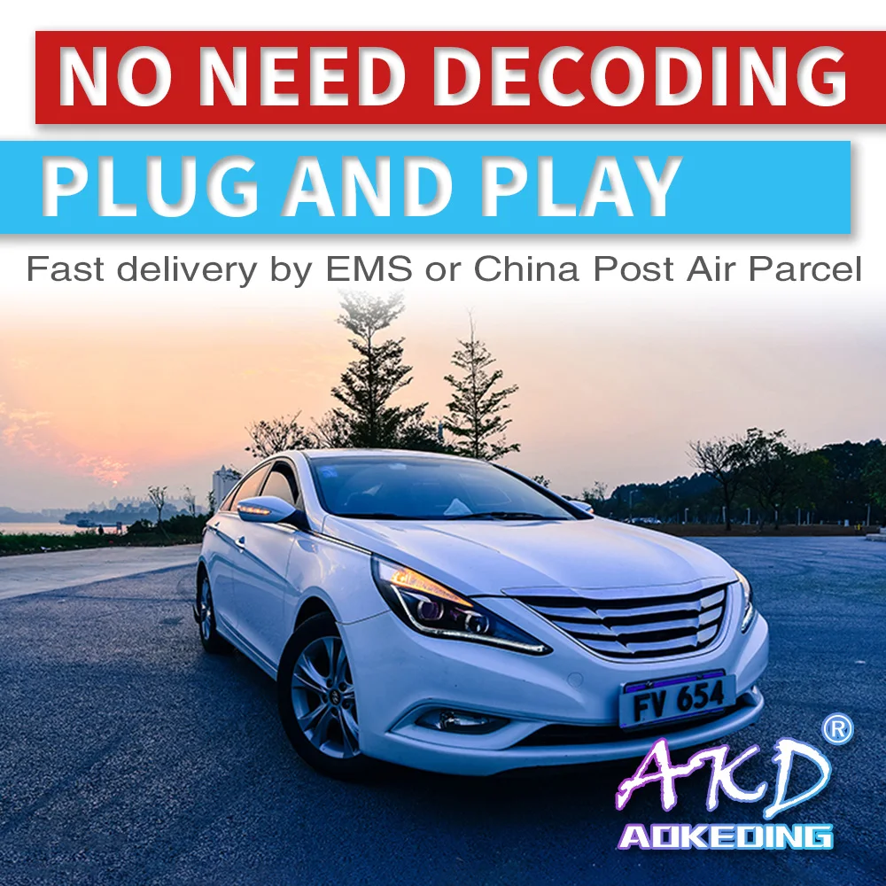 AKD tuning cars Headlight For Hyundai Sonata8 Sonata 8 MK8 2011- Headlights LED DRL Running lights Bi-Xenon Beam Fog lights