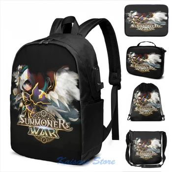

Artamiel and Fermion Light Archangel between Dark Archangel Summoners War USB Charge Backpack men School bags Travel laptop bag
