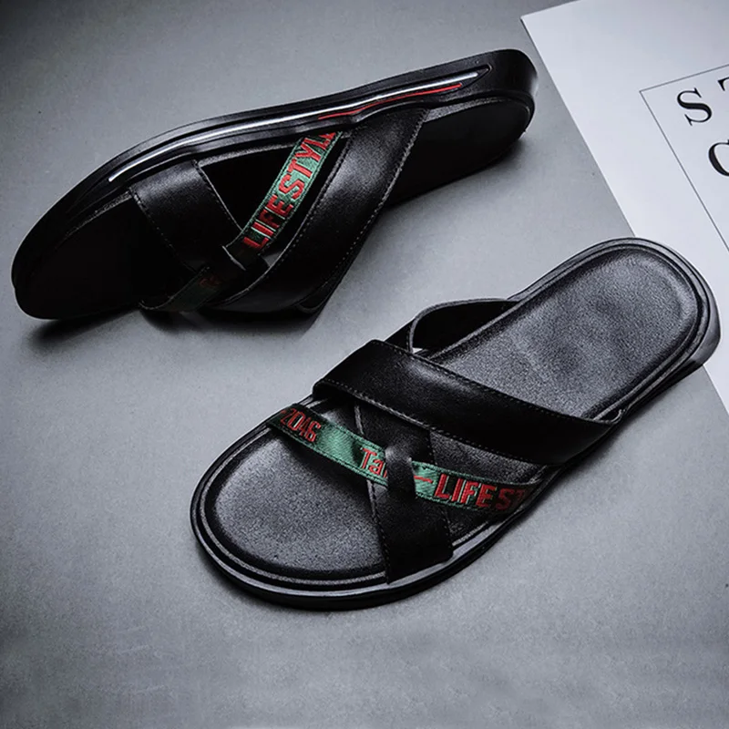 soft leather slippers mens