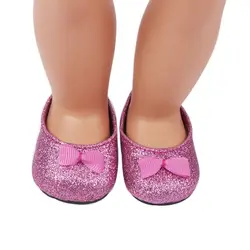 Chaussures violettes scintillantes pour nouveau né fille américaine, accessoires de poupée, 18 pouces (46cm) 