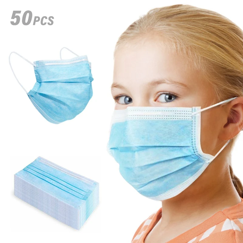 

50 PCS Antivirus Disposable Mask 3 Layers Face Mask Filter Mouth Powder Masks 50 Units Medical Face Coronavirus Surgery Mask