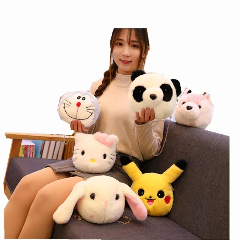 Плюшевые животные, плюшевые, Doraemon, Пикачу, hello kitty, большие длинные уши, кролик, панда, сумка на цепочке, подарок на день рождения, игрушка для мальчиков и девочек