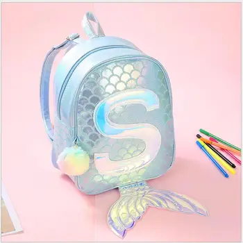 

High Quality PU Mermaid Backpack Girls Pink Bling Umbrella Book Lovely School Bag Cute Travel Beach Backpack