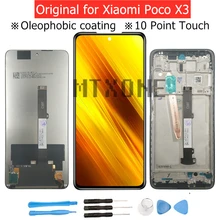 Original para xiaomi poco x3 nfc display lcd com moldura da tela de toque digitador assembléia tela lcd peças reparo