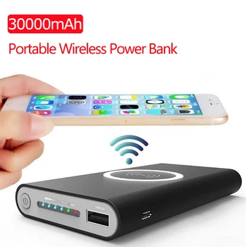 

Qi Wireless Charger 30000mAh Power Bank For IPhone X 8 Plus Samsung Note 8 Fast Charger Portable Powerbank Mobile Phone Charger